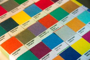 pantone color swatches on board